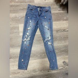 Lucky Brand Bridgette Skinny floral jeans.